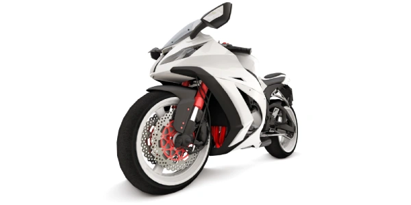 White motorbike 3/4 sideview